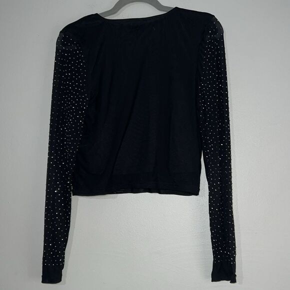 Haute Monde semi sheer mesh studded sequin blouse - Picture 6 of 8